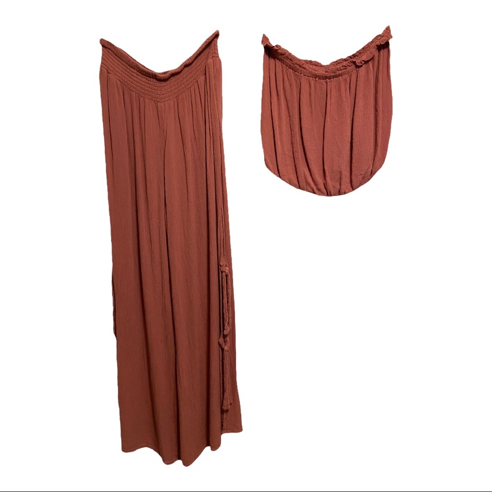 Elan tube top and wide leg smocked pants